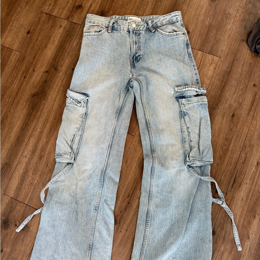 Light Blue Women's Cargo Jeans